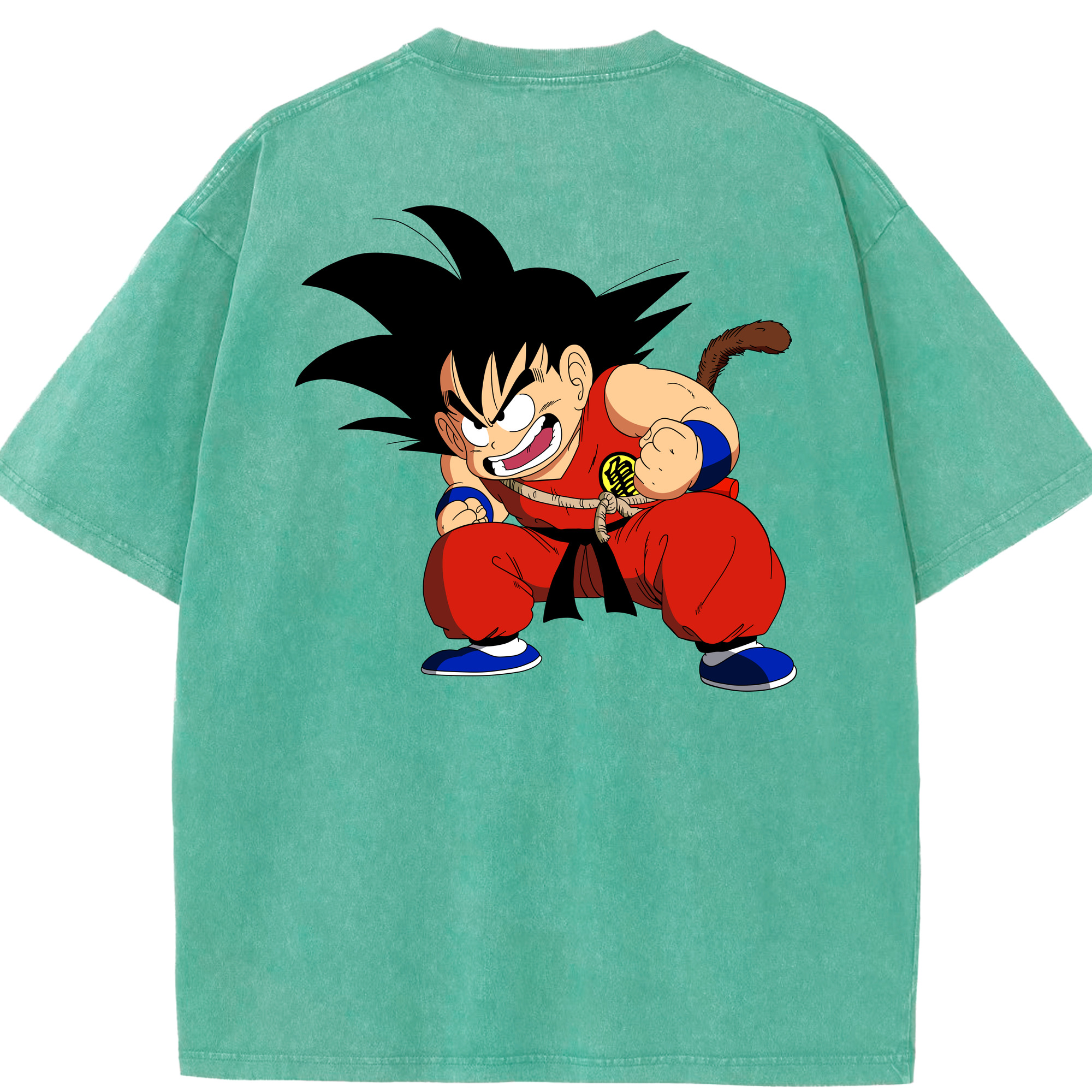 （画像用） ドラゴンボール 孫悟空（そん ごくう）Son Goku カカロット DRAGON BALL Kakarotto 綿100% ヴィンテージ風 半袖Tシャツ（背面プリント）